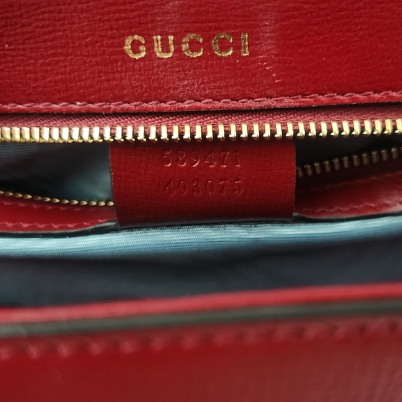 Authentic Gucci GG Marmont Red Leather Shoulder Bag Gold Hardware Gucci Handbag - Picture 9 of 14